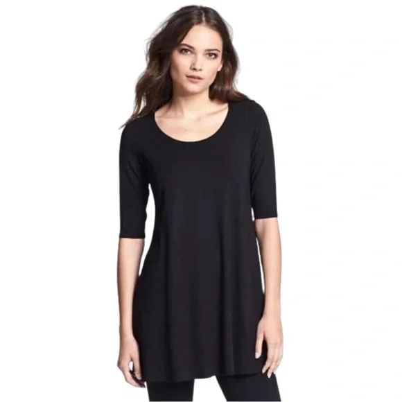 Eileen Fisher Black Everyday Silk Tunic - Picture 1 of 8
